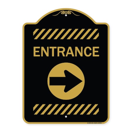 Signmission Flex Post Entrance W/ Right Arrowfor Flex Paddle Heavy-Gauge Alum, 24" L, 18" H, BG-1824-23959 A-DES-BG-1824-23959